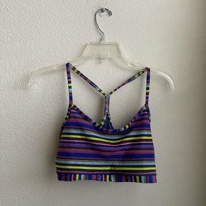 Lululemon Blue Striped Flow Y Bra Size 8 Yoga
